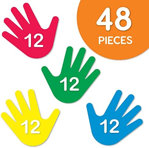 מלאכות חיתוך | 48 חתיכות טביעת יד גזרות ראשוניות עם מדריך רעיון, ארהב הכנת אגרוף דו-צדדי בצבעי כרטיסים בהירים